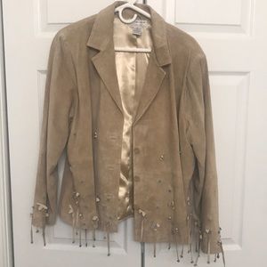 Victor Costa Tan Leather Jacket. Size 1X